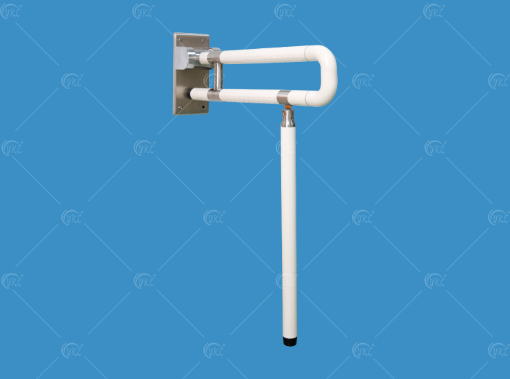 Flip up floor support armrest