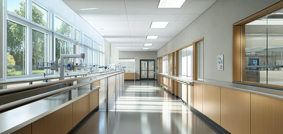 Laboratory Corrosion-Resistant Wall Panel Handrail
