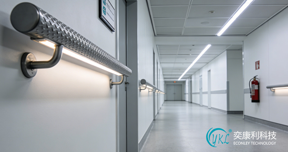 Hospital corridor handrails